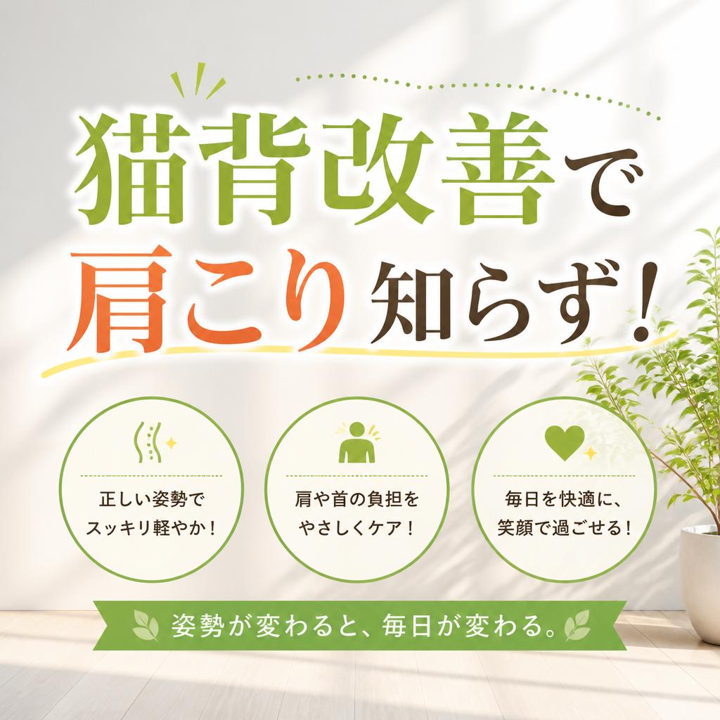 猫背改善で肩こり知らず！